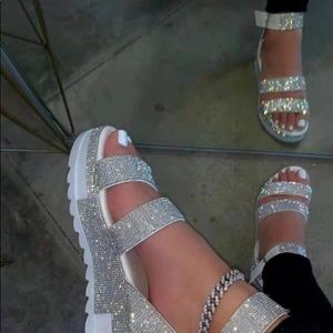 Glitter Sandals (White)